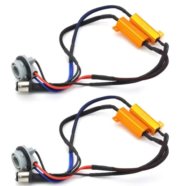 Gupbes Load Resistor Wiring Harness,2Pcs 7440 T20 50W8RJ Resistor Wire  Hyper Flash Wiring Adapters For LED Turn Signal Lights 